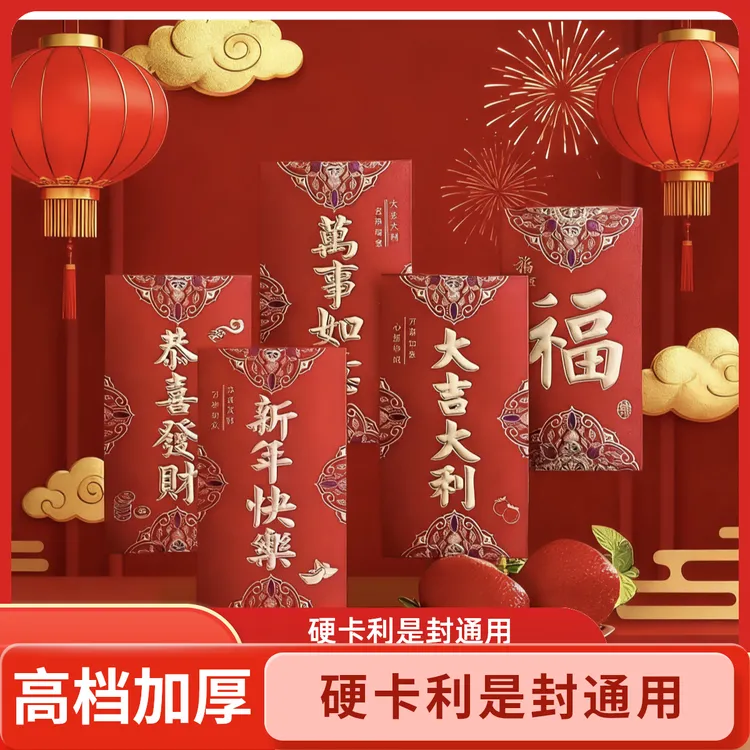 【5包|30个】磨砂利是封烫金硬质卡纸通用结婚春节乔迁生日送礼回礼