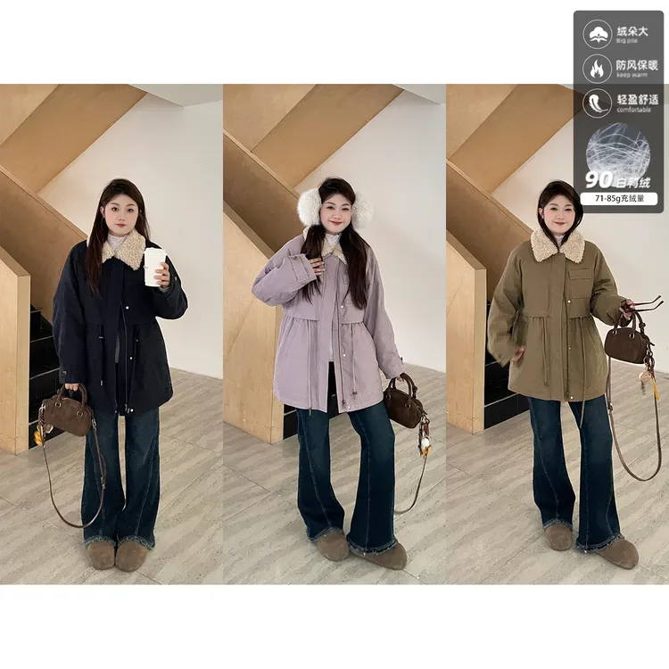 裂渡宣宣【橡木深处】微胖大码女冬时尚百搭显瘦派克羽绒服ZY510V11