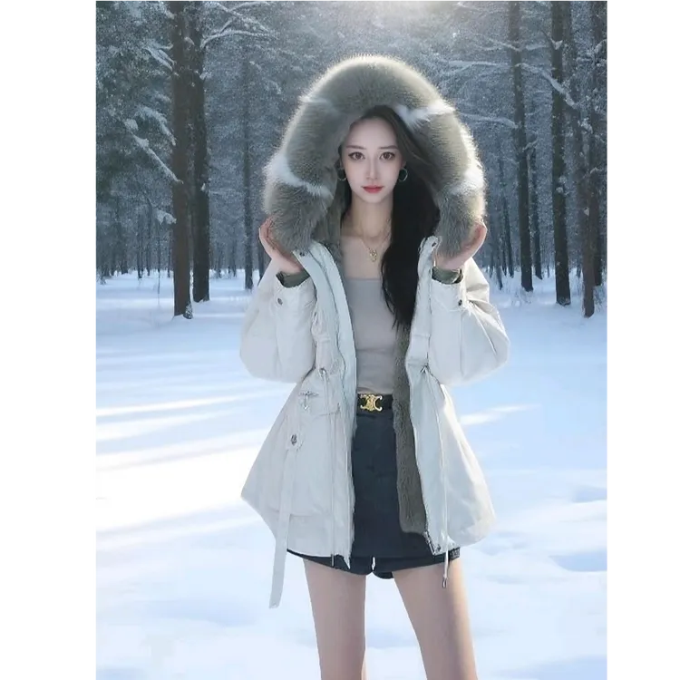 【小狐仙】海宁皮草高端獭兔毛内胆女冬新款洋气派克服2533