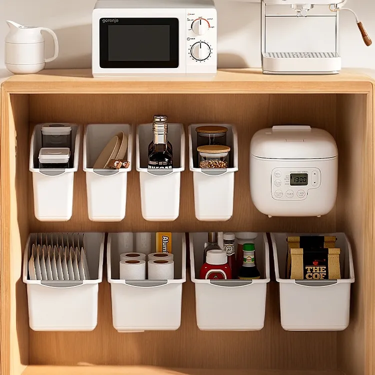 厨房整理盒多功能带滑轮家用大容量塑料PP收纳盒置物盒卫生间