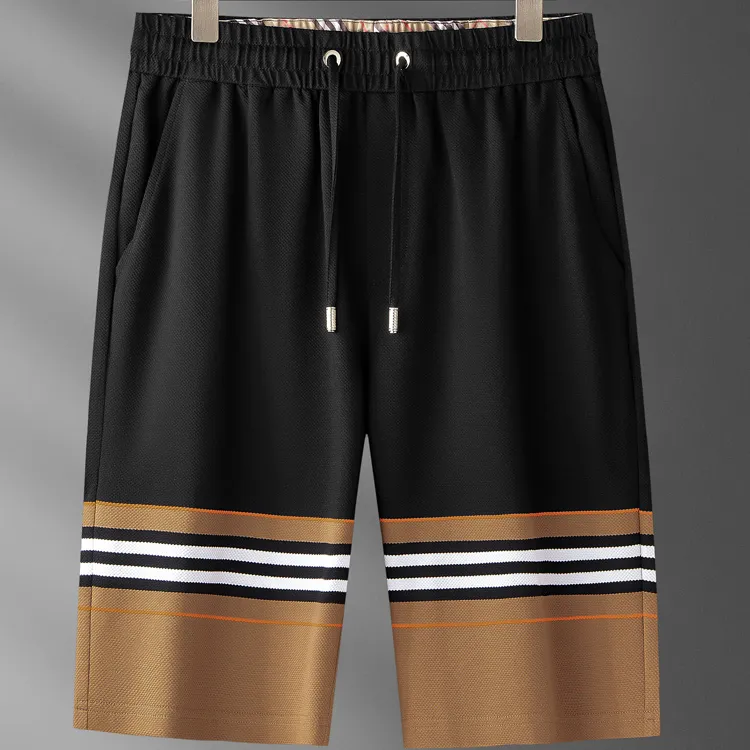 轻奢级夏季薄款透气冰感休闲短裤男修身高端时尚拼色男士五分裤