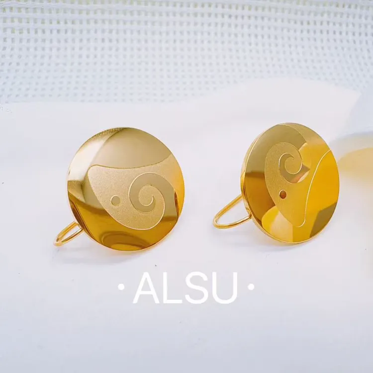 合金耳饰 ALSU原创经典民族风圆形光面耳环时尚气质简约百搭