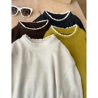 TY8【速暖蕾丝】上身秒暖！韩系简约显瘦百搭保暖蕾丝打底衫（衣长58）