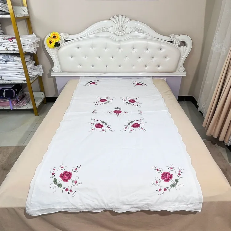 003-棉布刺绣单人褥套-红-KORPA