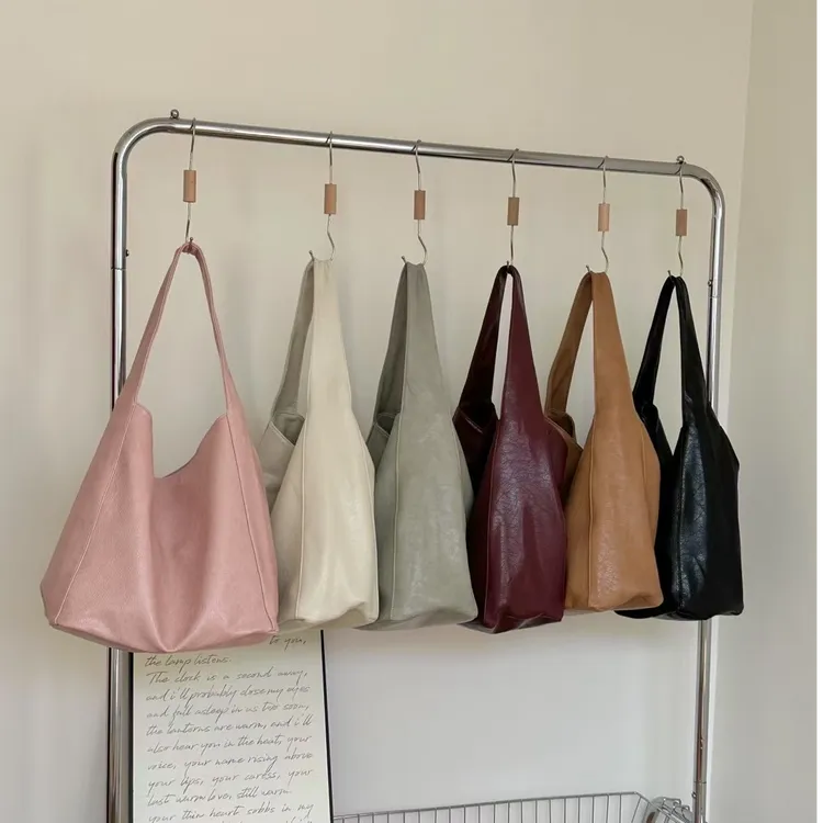 七七家 高级感大容量托特包女2025春夏新款ins百搭油蜡皮单肩包