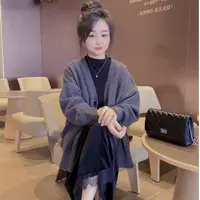 丹丹精选--1905新款V领单排扣长袖侧边开叉针织开衫