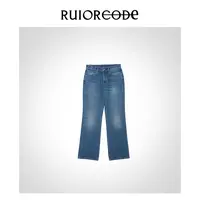 【RUIORCODE】摩登做旧水洗磨白猫须微喇牛仔裤 理性消费@@