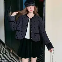259618衣长50法式气质减龄印花小香风夹棉外套女冬季宽松显瘦上衣