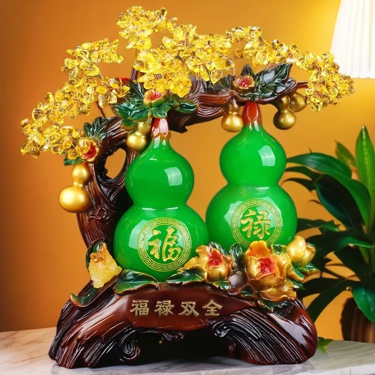 2025福禄双全葫芦摆件发财树客厅装饰品摆设树脂工艺品