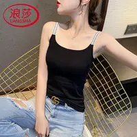 浪莎黑色小吊带背心女士内搭2025网红夏美背打底衫上衣设计感小众