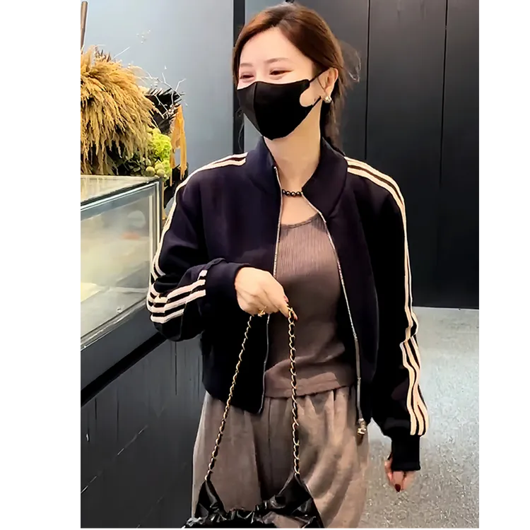 藏蓝色春秋款时尚百搭外套女韩版洋气休闲小众慵懒风气质宽松外套