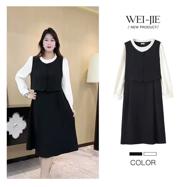 2025秋季新款气质显瘦遮肉加宽加大显瘦洋气女装连衣裙子ZB7681