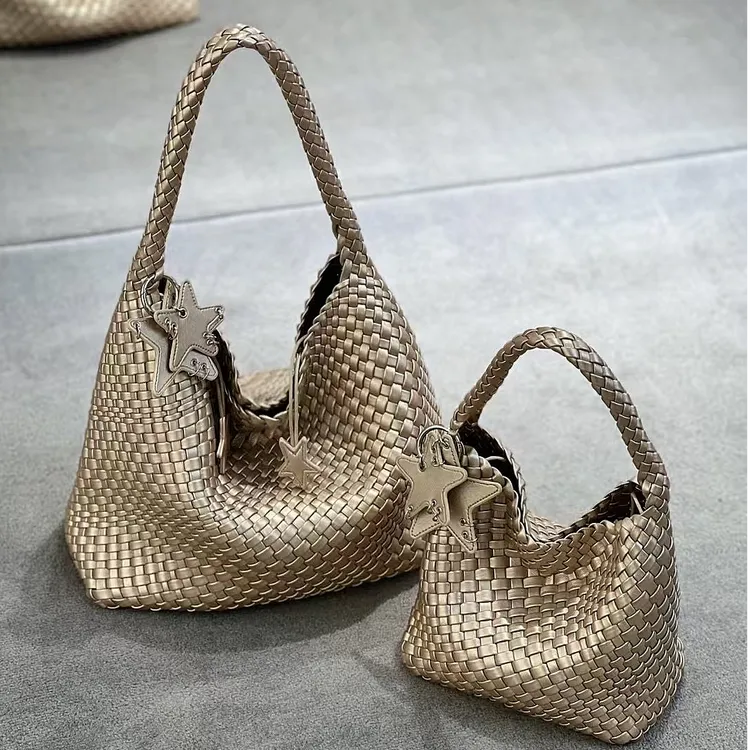 【超大号】枪枪同款小众百搭高级编织包时尚夏天包包金色编织包