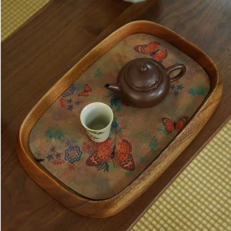 【蝶恋花】南美胡桃木整挖大号承托盘蓄水茶盘新中式干泡台33*22