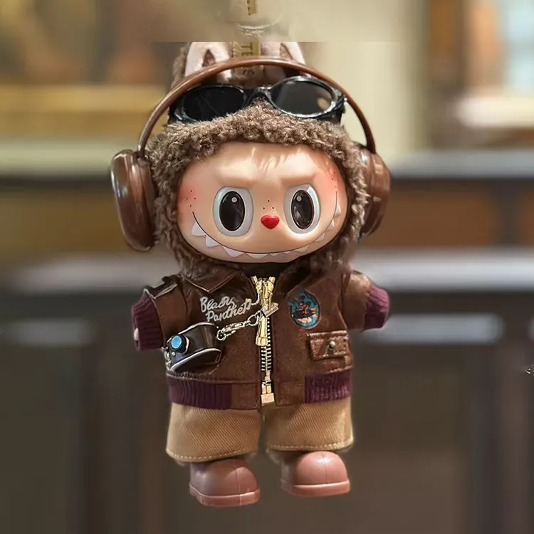 17cm复古夹克玩偶公仔衣服一二三代换装娃衣拉布布可乐通用15cm