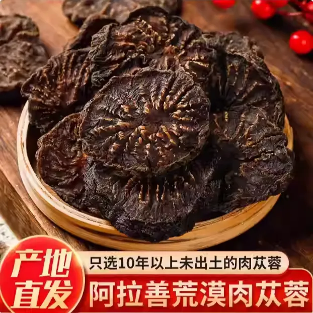 阿拉善肉苁蓉切片自然生长可搭配枸杞桑寄生中药材泡水饮用