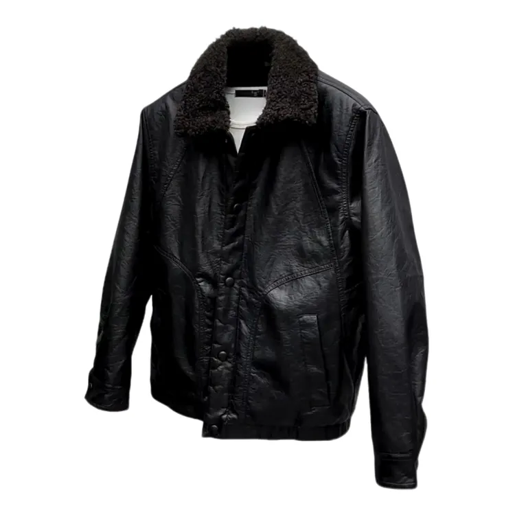 冬季新款男士翻领毛领加绒加厚保暖PU皮夹克外套港风潮流时尚7723