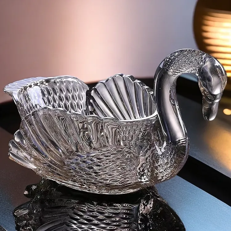 香槟色白色水果盘玻璃创意果斗家用客厅水果盘零食加厚大号轻奢