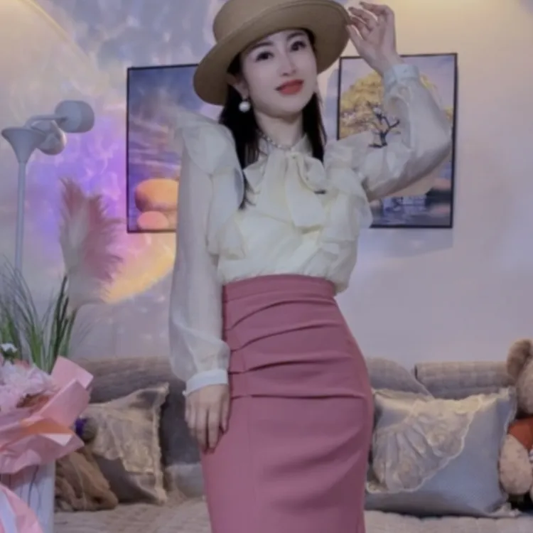 夏季新款设计感小众气质上衣荷叶边绑蝴蝶结衬衣女