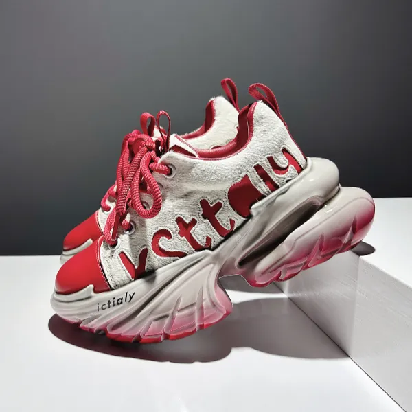 真皮厚底欧货老爹鞋女时尚潮流百搭舒适增高8CM运动休闲果冻女鞋