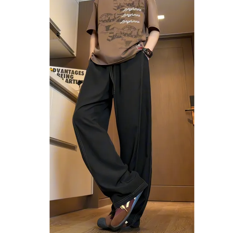 弯刀裤男大码初秋阔腿速干裤垂感青少年运动透气直筒休闲裤