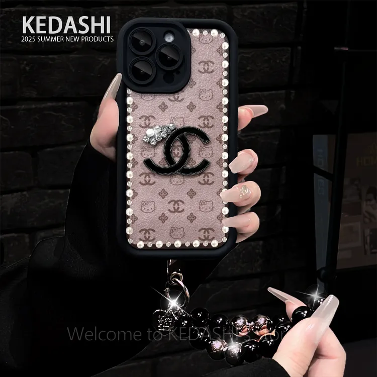 香香拼接KT双C天眼羊皮适用苹果17PROMAX华为VIVO/OPPO手链手机壳