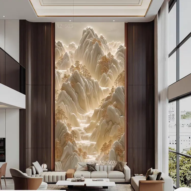 炎夏36D浮雕肌理纹碳晶板哑光背景墙定做大小尺寸