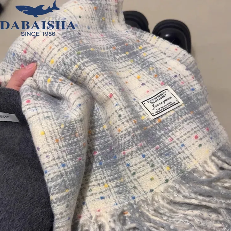 2025新款韩版ins显白格纹围巾女秋冬学生情侣百搭彩虹糖保暖围脖