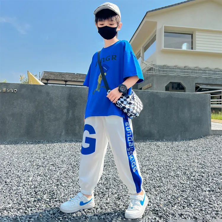 MK&UR.BV男童夏装套装2025新款中大童男孩夏季时髦夏款运动服薄款