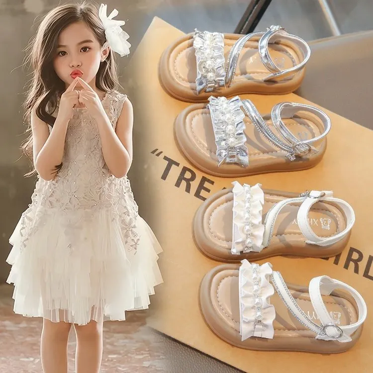 女童公主凉鞋2025新款夏季儿童中大童时尚女童休闲厚底软底沙滩鞋