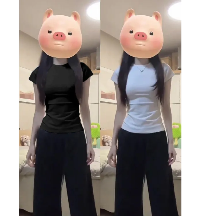 打底衫短袖正肩女t恤白色修身上衣棉质半袖2025新款内搭紧身夏季