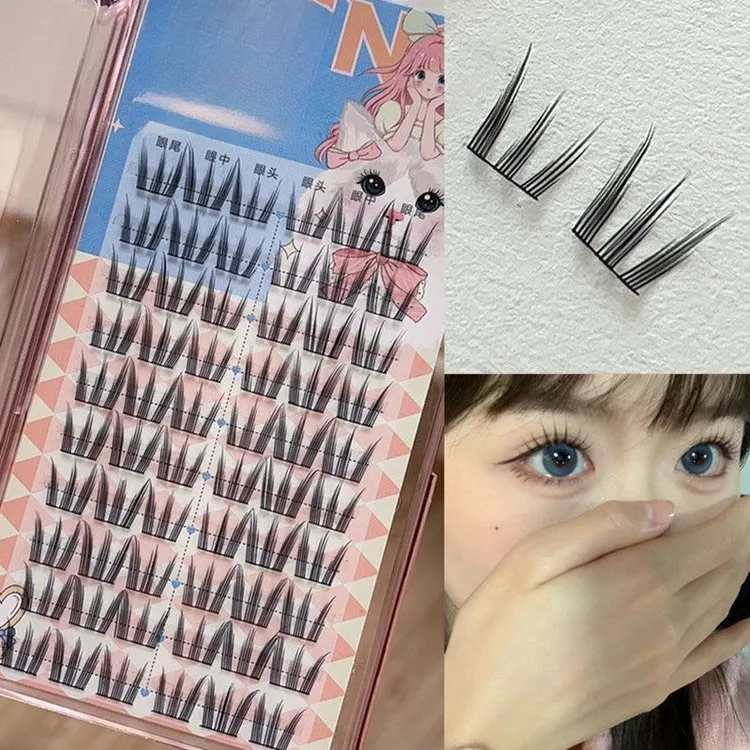 假睫毛猫爪爪女团款自然单簇分段式细梗大容量纯欲新手卷翘超软