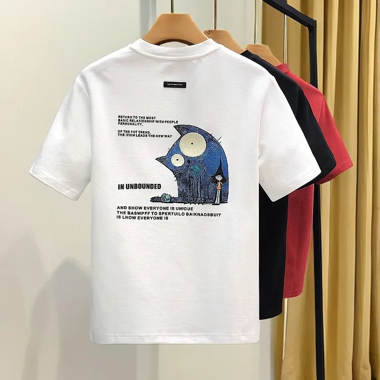 重磅刺绣印花短袖t恤男潮牌帅气半袖夏季新款男士青年上衣休闲