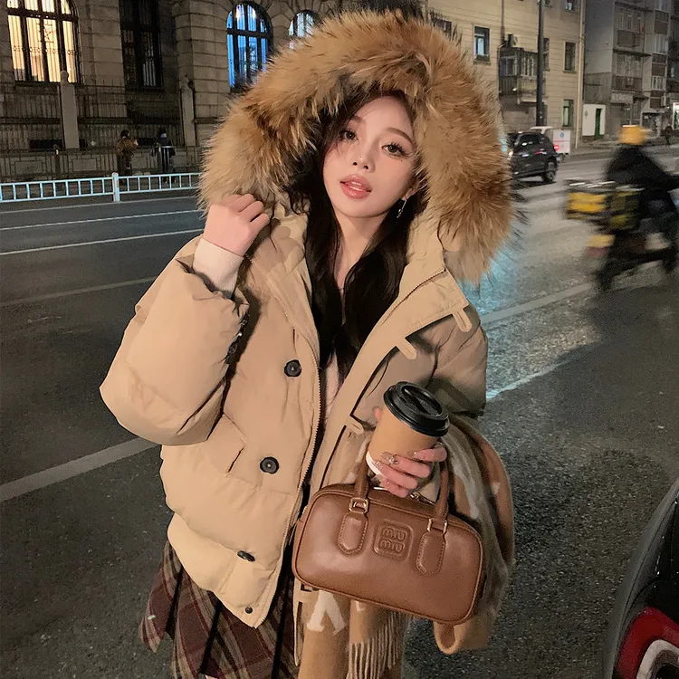 棉袄外套女冬季棉服加棉加厚大毛领清仓2025新款女冬装棉衣短款