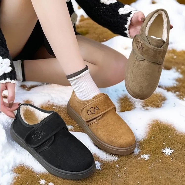 2025新款秋冬鞋子舒适女款博肯雪地靴加绒毛毛乐福鞋外穿保暖棉鞋