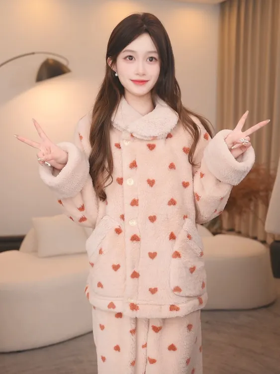 板栗小姐【加厚款恋冬】2025冬季长袖加绒加厚家居服睡衣套装可外穿