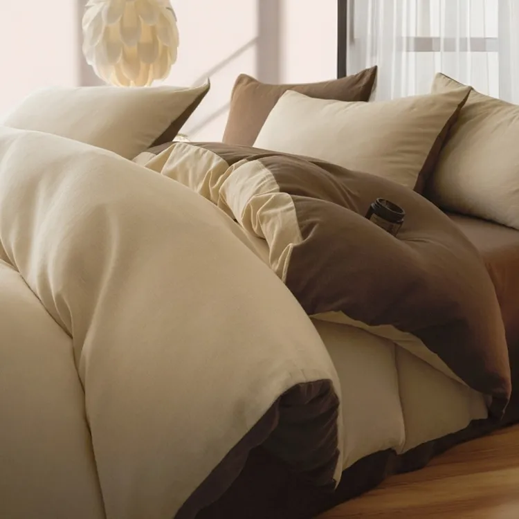 秋冬新款全棉磨毛床上四件套加厚简约提花纯棉被单床笠被套三件套