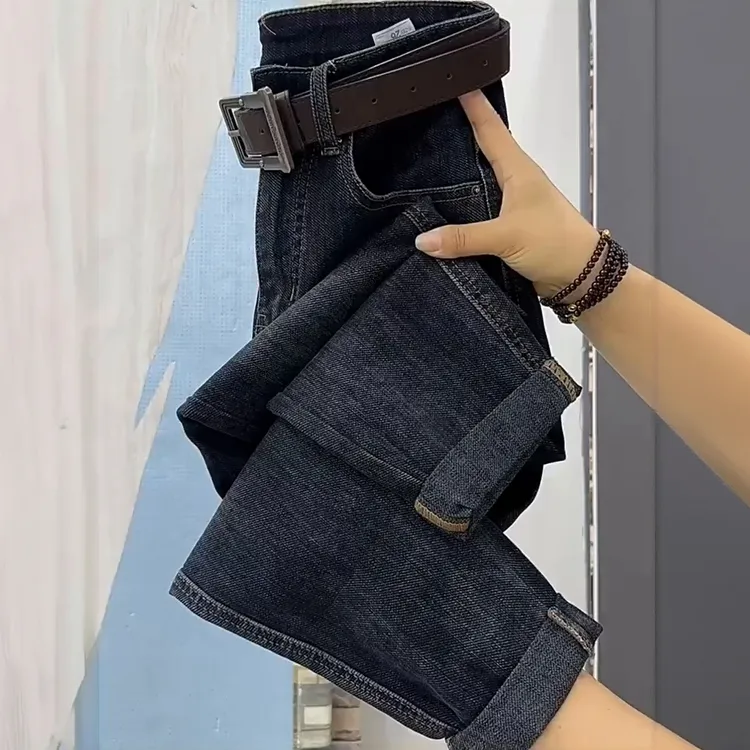 2025秋冬新款加绒牛仔老爹裤女大码梨型哈伦裤女款爆款2025新款