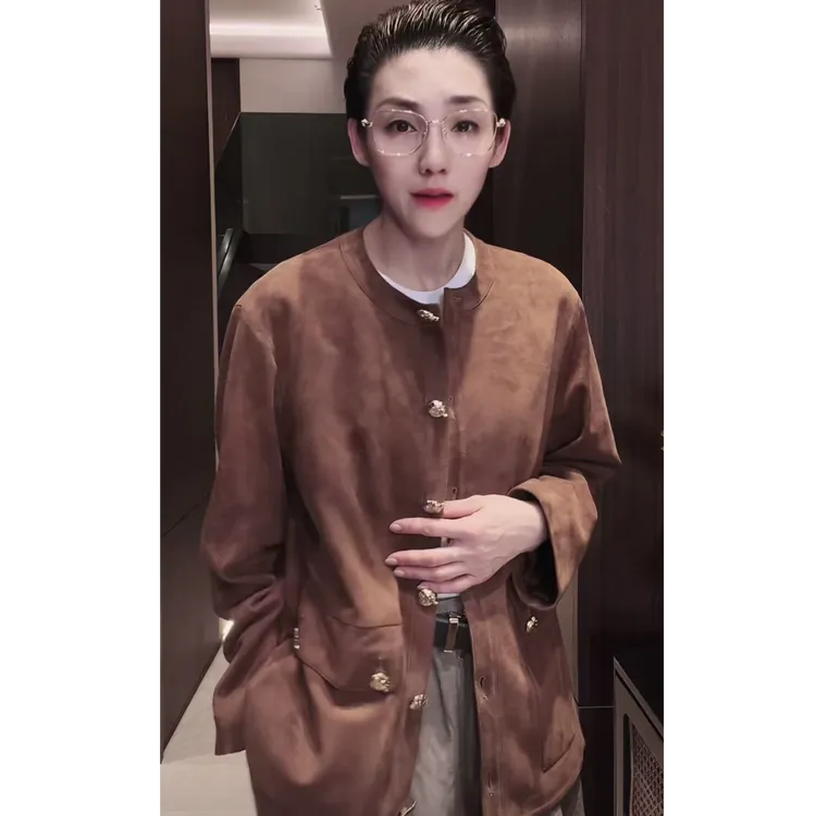 金色扣 羊皮革 皮衣外套 WT1115