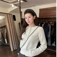 100羊毛上衣女修身圆领套头毛衣