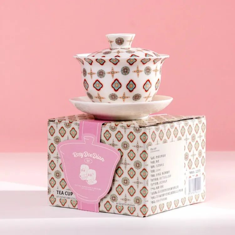 白隙×ROSYDOEDIAN联名款丨敦煌手绘纹样原创设计盖碗茶杯 茶具