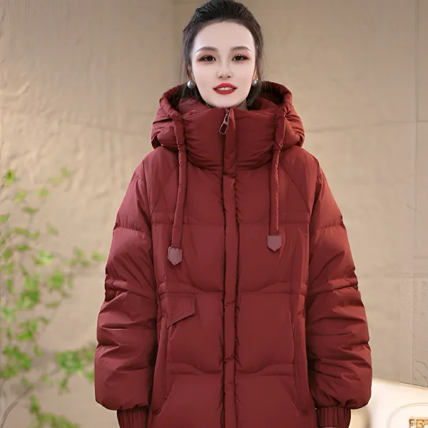 【鹅绒服】气质冬季保暖泡芙简约中长款鹅绒服M-2XL