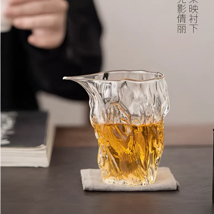 加厚耐高温树皮纹公杯高硼硅玻璃创意公道杯日式功夫茶具分茶器
