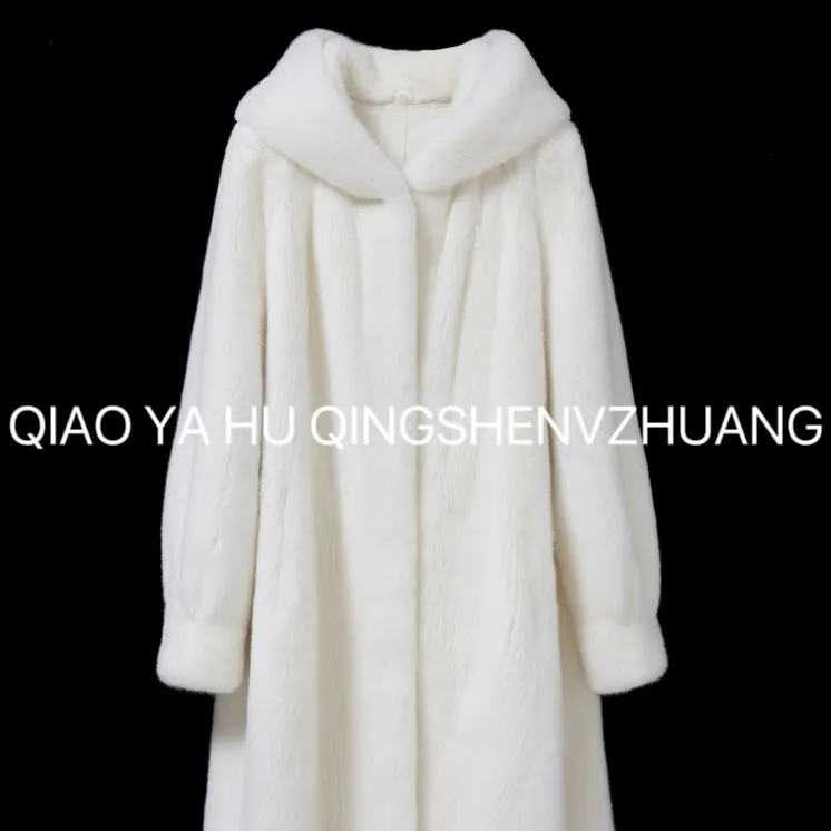 【金标加厚】01海宁冬款连帽长款米兰貂气质加厚外套