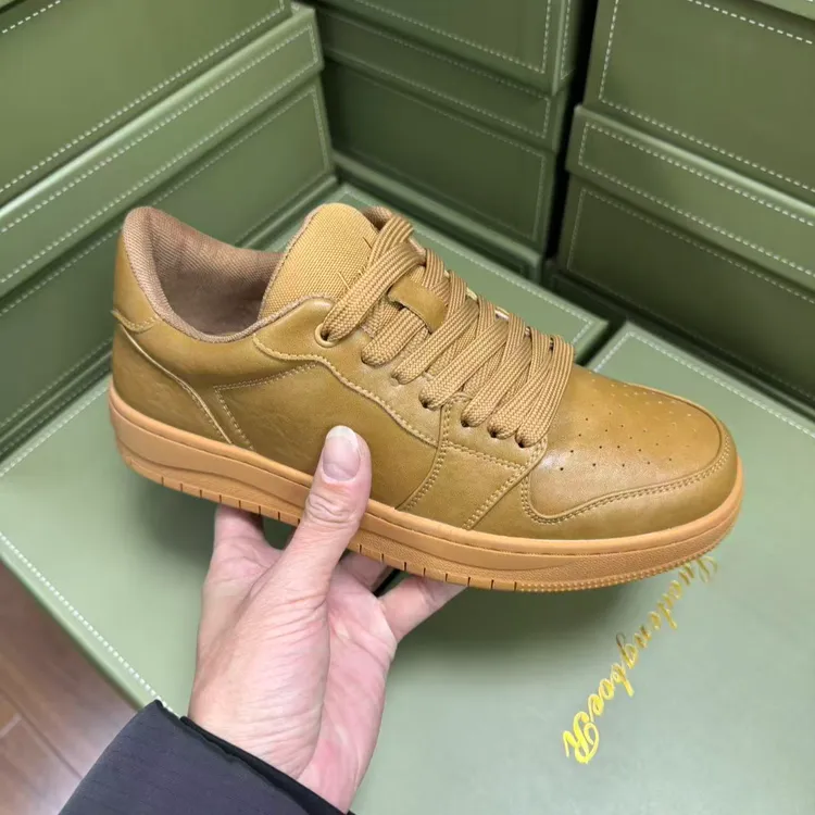 男士时尚运动休闲板鞋百搭真皮潮流低帮男款秋季潮鞋5781小麦色