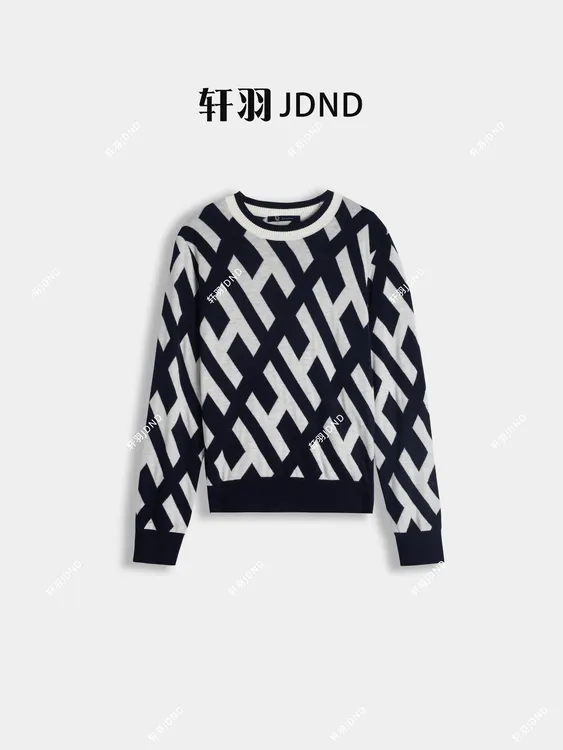 JDND轩羽【字母拼色】重磅绵羊毛高级感气质显瘦毛针织毛衣XY254502