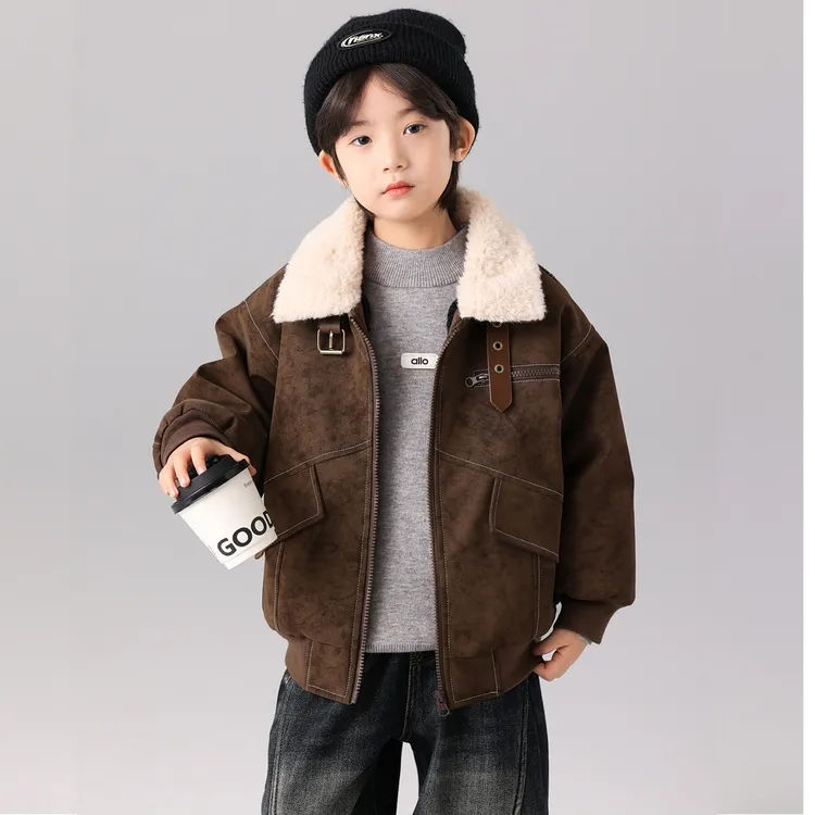 男童冬装外套秋冬款2025新款中大童男孩儿童冬季加绒加厚棉服痞帅