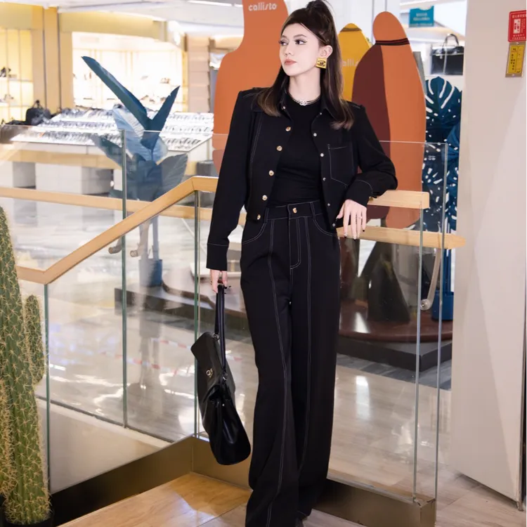 KMDIL春季新款精致压线套装显瘦日常时尚高级气质优雅修身0037