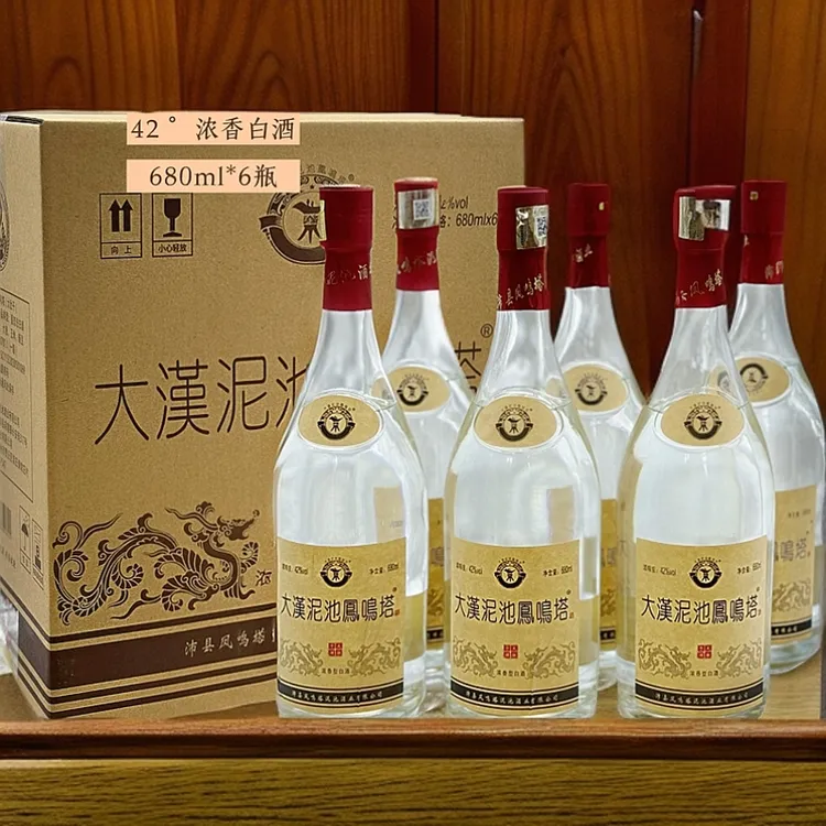 大汉泥池凤鸣塔白酒大肚子酒口粮酒纯粮食大容量 6瓶/箱42度680ml