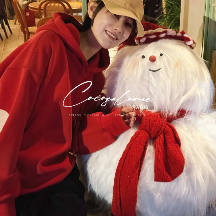 韩彬彬"圣诞老人"470g加绒加厚男女同款刺绣补丁大版卫衣856W-8